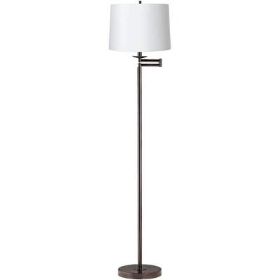 360 Lighting Modern Swing Arm Floor Lamp 60.5" Tall Bronze White Hardback Drum Shade For Living Room Reading Bedroom Office 3 360 Lighting Modern Swing Arm Floor Lamp 60.5" Tall Bronze White Hardback Drum Shade For Living Room Reading Bedroom Office