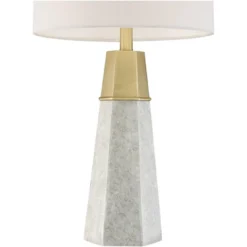 360 Lighting Julie Modern Table Lamps 27 1/2" Tall Set Of 2 Faux Marble Gold Tapered Column Fabric Drum Shade For Bedroom Living Room Bedside Office -360 Lighting GUEST f72794af 1d28 4123 850a d6d9f51b186e