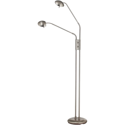 360 Lighting Casper Traditional Pharmacy Floor Lamp 63" Tall Brushed Nickel 2-Light LED Adjustable Arm Swivel Head For Living Room Bedroom 8 360 Lighting Casper Traditional Pharmacy Floor Lamp 63" Tall Brushed Nickel 2-Light LED Adjustable Arm Swivel Head For Living Room Bedroom - Image 6