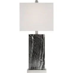 360 Lighting Connie Modern Table Lamps Set Of 2 With Acrylic Risers 25" High Black Faux Marble USB Charging Ports White Rectangular Shade For Desk -360 Lighting GUEST f8f54766 e697 4cb5 8e7c b9b55bfc3312 1