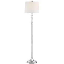 360 Lighting Montrose Modern Floor Lamps 61" Tall Set Of 2 Polished Steel Crystal Glass White Fabric Drum Shade For Living Room Bedroom Office House -360 Lighting GUEST f9c3eb11 eaf0 467e 8016 22b7d808d8df