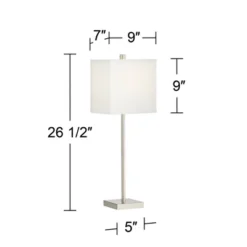 360 Lighting Franco Modern Table Lamps 26 1/2" High Set Of 2 Brushed Nickel With USB Charging Ports White Square Shade For Bedroom Living Room Desk -360 Lighting GUEST fa988a60 333a 45da b2a6 b0c2685e1ebe