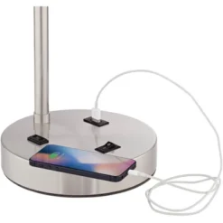 360 Lighting Colby Modern Desk Lamps 21" High Set Of 2 Brushed Nickel With USB And AC Power Outlet In Base White Linen Drum Shade For Bedroom Office 12 360 Lighting Colby Modern Desk Lamps 21" High Set Of 2 Brushed Nickel With USB And AC Power Outlet In Base White Linen Drum Shade For Bedroom Office -360 Lighting GUEST fad606be 1699 4c79 95f7 0fb64c518c55