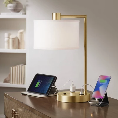 360 Lighting Colby Antique Gold Desk Lamps With Outlet And USB Port Set Of 2 9 360 Lighting Colby Antique Gold Desk Lamps With Outlet And USB Port Set Of 2 - Image 7