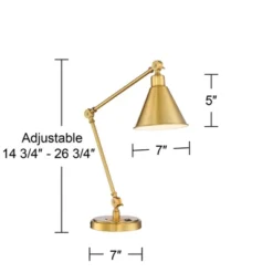 360 Lighting Wray Modern Desk Lamp 26 3/4" High Warm Brass Metal With USB Charging Port Adjustable Arm Head For Bedroom Living Room Bedside House Home -360 Lighting GUEST fcc7e2b3 c90a 493f 8272 af1369b9ba26