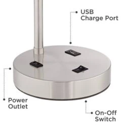 360 Lighting Colby Modern Desk Lamps 21" High Set Of 2 Brushed Nickel With USB And AC Power Outlet In Base White Linen Drum Shade For Bedroom Office 11 360 Lighting Colby Modern Desk Lamps 21" High Set Of 2 Brushed Nickel With USB And AC Power Outlet In Base White Linen Drum Shade For Bedroom Office -360 Lighting GUEST fcefd692 8378 4100 92a6 08acbdd4e52a