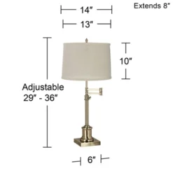 360 Lighting Traditional Swing Arm Desk Table Lamp Adjustable Height 36" Tall Antique Brass Cream Burlap Drum Shade For Living Room Bedroom 5 360 Lighting Traditional Swing Arm Desk Table Lamp Adjustable Height 36" Tall Antique Brass Cream Burlap Drum Shade For Living Room Bedroom -360 Lighting GUEST fd57b342 a946 4f9b 8f87 fbaf9e7f3034