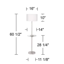 360 Lighting Caper Modern Floor Lamps With Tray Table 60 1/2" Tall Set Of 2 Brushed Nickel USB And Outlet Off White Fabric Drum Shade For Living Room -360 Lighting GUEST fdfcc0be ef16 4d5d 8ecd d75701119c50 1