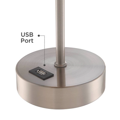 360 Lighting Justin 18" High Small Modern Accent Table Lamps Set Of 2 USB Port Pull Chain Silver Finish Metal White Shade Living Room Charging Bedroom 6 360 Lighting Justin 18" High Small Modern Accent Table Lamps Set Of 2 USB Port Pull Chain Silver Finish Metal White Shade Living Room Charging Bedroom - Image 4