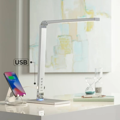 360 Lighting Jett Modern Desk Lamp 16 1/2" High Silver With USB Port And Nightlight LED Dimmer Touch On Off For Bedroom Bedside Nightstand Family Home 3 360 Lighting Jett Modern Desk Lamp 16 1/2" High Silver With USB Port And Nightlight LED Dimmer Touch On Off For Bedroom Bedside Nightstand Family Home